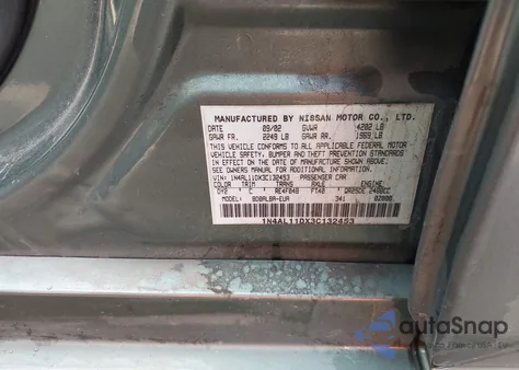 2003 Nissan Altima 2.5 S из США, поврежденный, VIN 1N4AL11DX3C132453